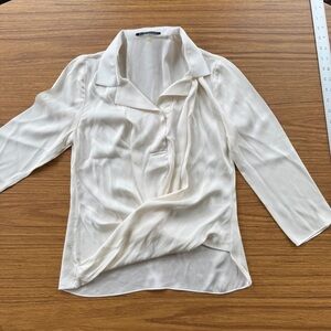 Elie Tahari Silk Mock Wrap Blouse White Women’s Size XS